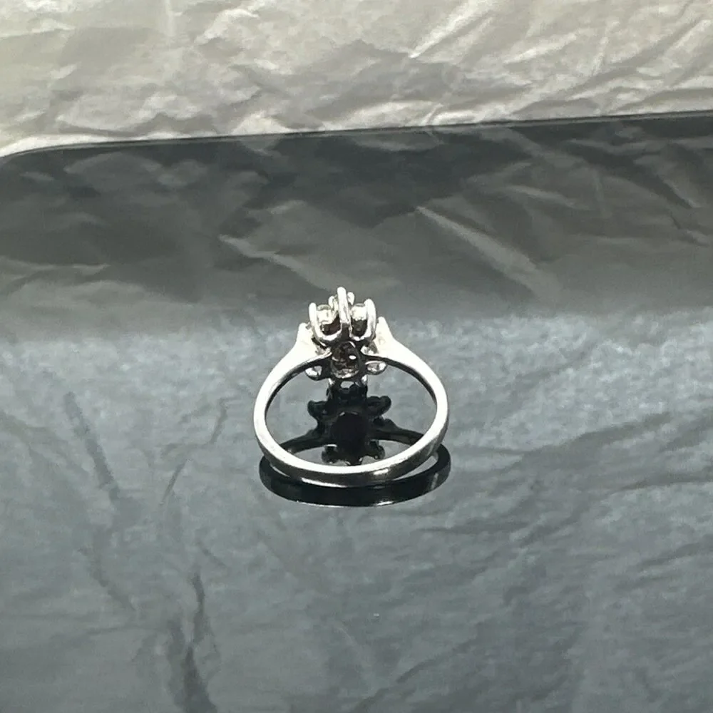 925 Sterling Silver Pear Ruby-Created Halo Ring Size 6 – 2.6g NV Marked